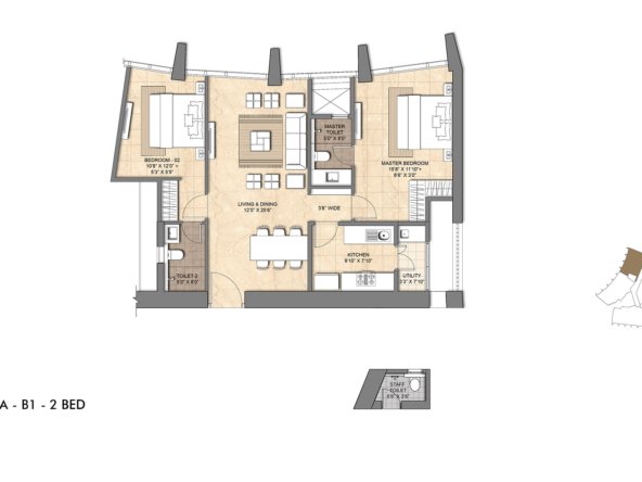 Lodha Adrina 2 bhk flat floor plan