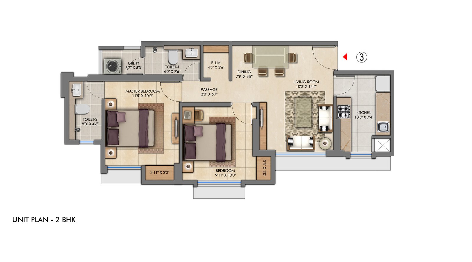 Lodha amara 2 bhk flat map