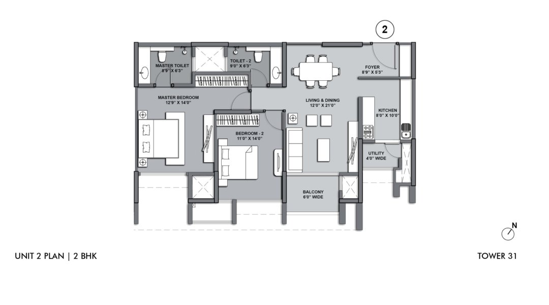 layout plan for 2 bhk flat