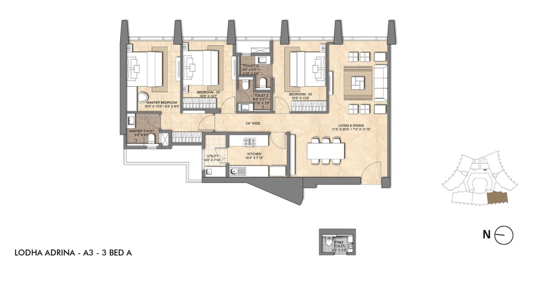 Lodha adrina 3 bhk flat